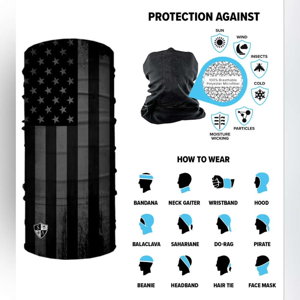 SA Multi-use Face Shield Black Flag Design 🆕